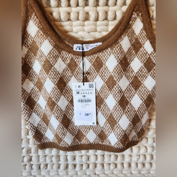 Zara checkered Sherpa Tank Crop - Picture 3 of 4